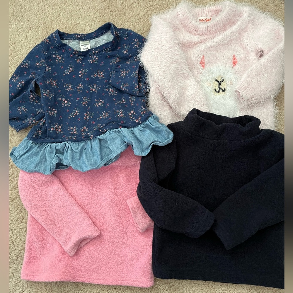 LOT 4 sweaters/sweatshirts, 2T